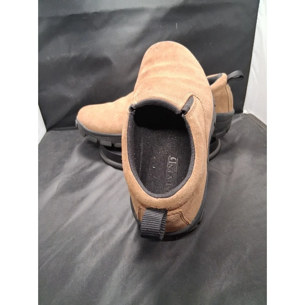 Lands End Womens Tan Suede Slip On Loafers Lug Sole Walking Shoes Size 5HB